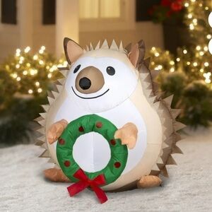 Christmas Hedgehog Inflatable Blow Up NEW 3ft Tall Decoration Tan